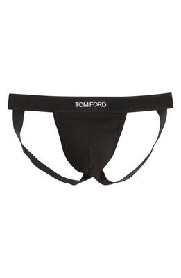 TOM FORD Logo Jacquard Stretch Cotton Jock Strap in Black