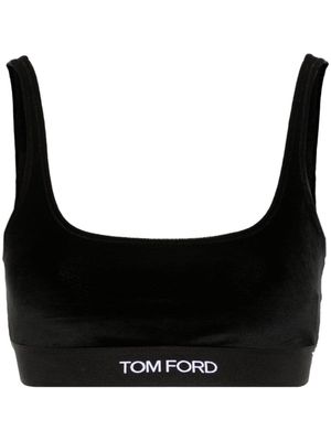 TOM FORD logo-jacquard velvet bralette top - Black