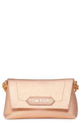 TOM FORD Logo Label Coated Denim Handheld Bag in Iced Nude