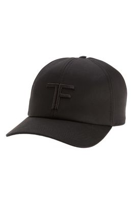 TOM FORD Logo Monogram Cotton Twill Baseball Cap in Black
