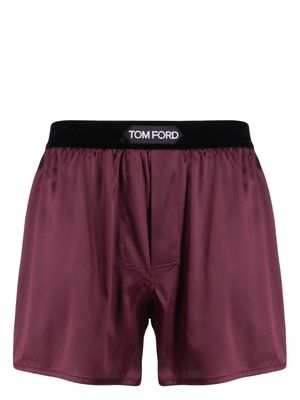 TOM FORD logo-patch silk boxers - Red