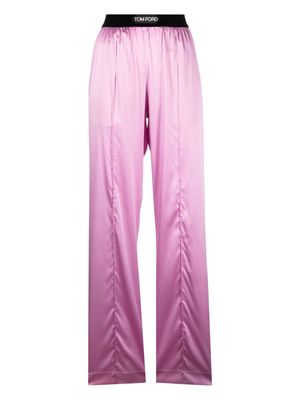 TOM FORD logo-patch silk pyjama pants - Pink