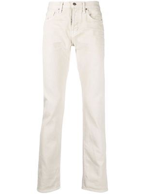 TOM FORD logo-patch slim-cut low-rise jeans - Neutrals