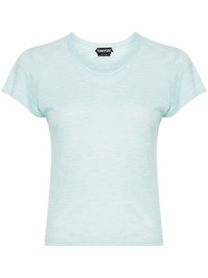 TOM FORD logo-plaque jersey T-shirt - Blue