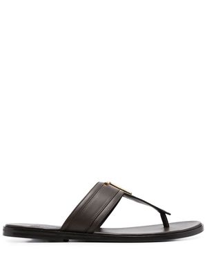 TOM FORD logo-plaque leather sandals - Brown