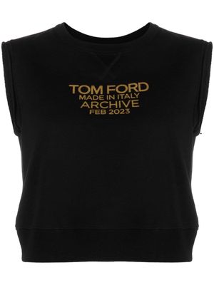 TOM FORD logo-print cotton tank top - Black