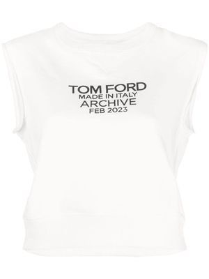 TOM FORD logo-print cotton tank top - White