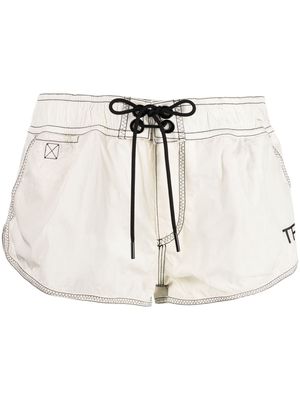 TOM FORD logo-print drawstring-waist shorts - White