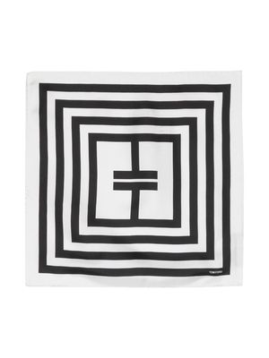 TOM FORD logo-print silk pocket square - White