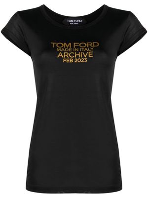 TOM FORD logo-print silk T-shirt - Black