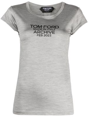 TOM FORD logo-print silk T-shirt - Grey