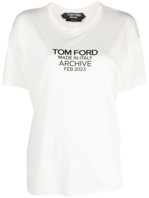 TOM FORD logo-print silk T-shirt - White