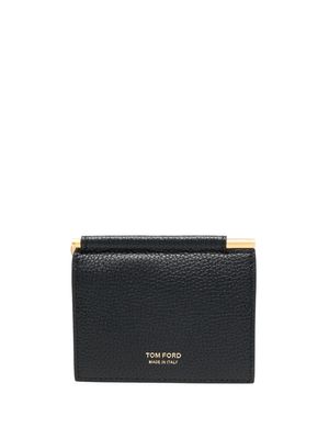 TOM FORD logo-stamp grained-leather wallet - Black