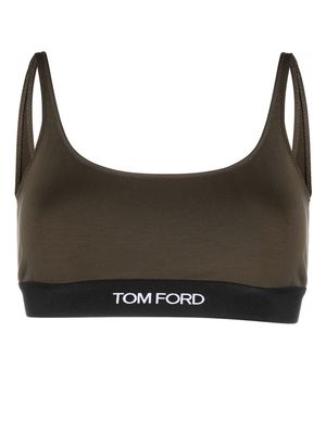 TOM FORD logo-trim stretch bralette - Green