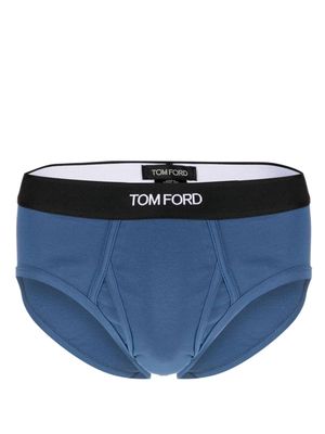 TOM FORD logo-waist cotton briefs - Blue