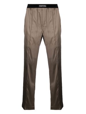 TOM FORD logo-waist silk pyjama trousers - Brown