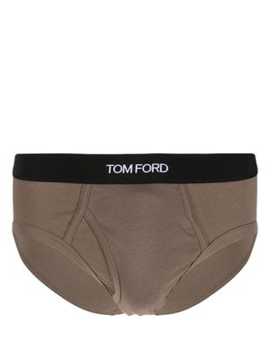 TOM FORD logo-waistband briefs - Brown
