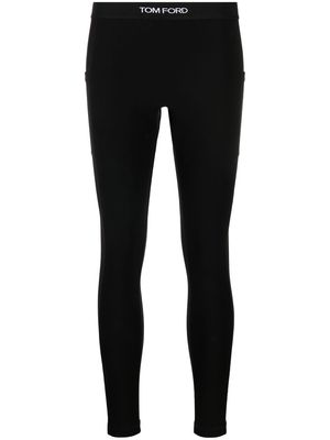 TOM FORD logo-waistband cropped leggings - Black