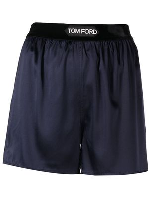 TOM FORD logo-waistband detail shorts - Blue