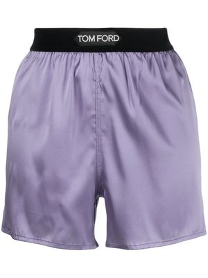 TOM FORD logo-waistband detail shorts - Purple