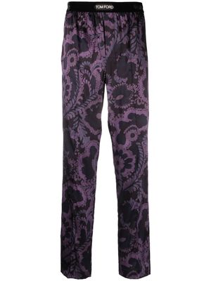 TOM FORD logo-waistband detail trousers - Purple