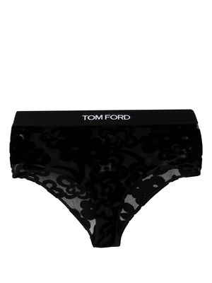 TOM FORD logo-waistband lace briefs - Black