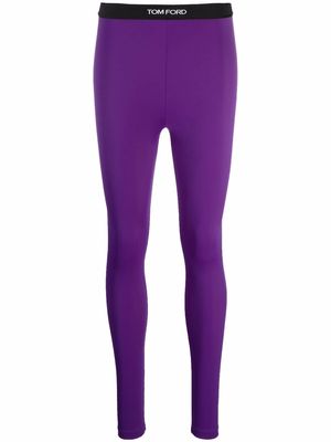 TOM FORD logo-waistband leggings - Purple