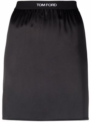 TOM FORD logo-waistband mini pencil skirt - Black
