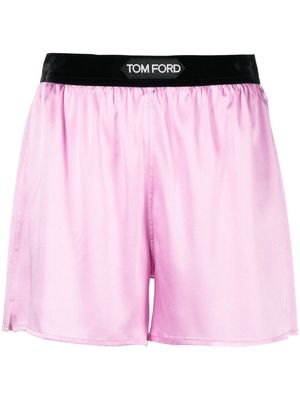 TOM FORD logo-waistband satin shorts - Pink