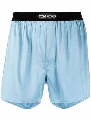 TOM FORD logo-waistband silk boxers - Blue