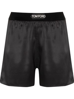 TOM FORD logo-waistband silk shorts - Black
