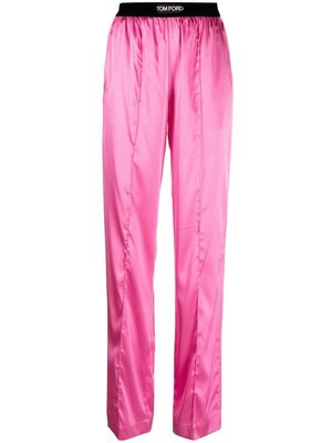 TOM FORD logo-waistband straight-leg trousers - Pink