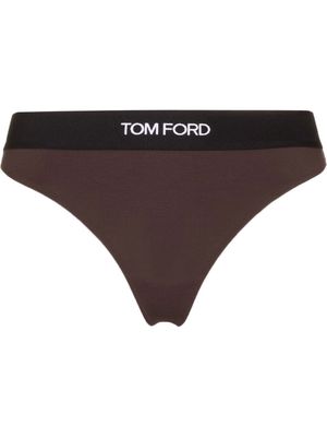 TOM FORD logo-waistband thong - Brown