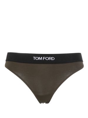TOM FORD logo-waistband thong - Green