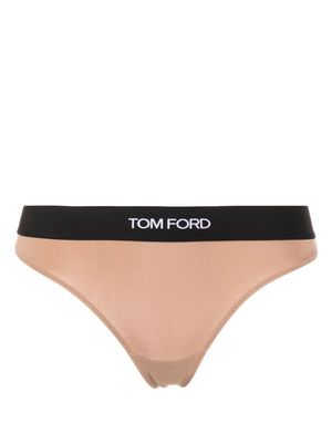 TOM FORD logo-waistband thong - Neutrals