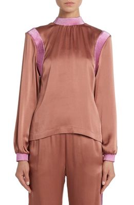TOM FORD Long Sleeve Double Face Satin Top in Antique Nude