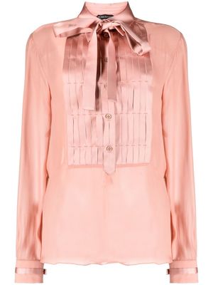 TOM FORD long-sleeve panelled silk shirt - Pink
