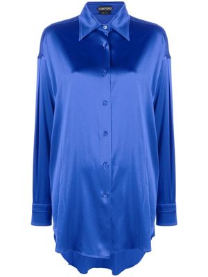 TOM FORD long-sleeve silk shirt - Blue
