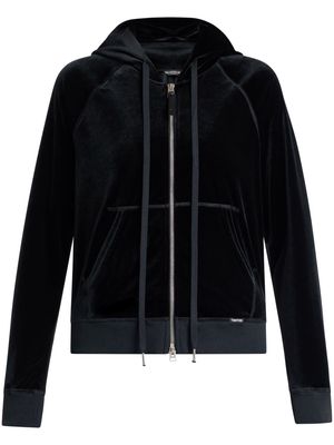 TOM FORD long-sleeve velour hoodie - Black