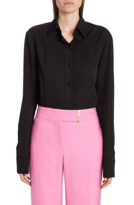 Tom Ford Lyocell & Silk Plastron Button-Up Shirt in Black