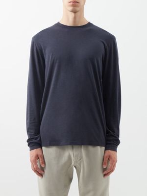 Tom Ford - Lyocell-blend Jersey Long-sleeved T-shirt - Mens - Navy