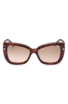TOM FORD Maeve 55mm Gradient Polarized Butterfly Sunglasses in Dark Havana /Gradient Brown