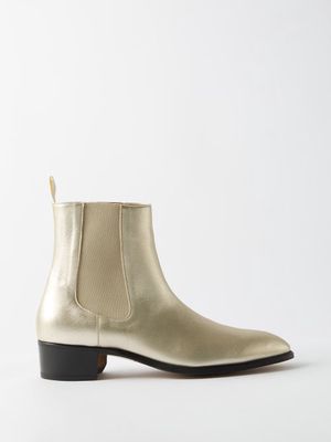 Tom Ford - Metallic-leather Chelsea Boots - Mens - Light Gold