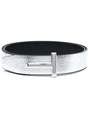 TOM FORD metallic reptile-effect belt - Silver