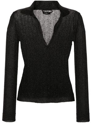 TOM FORD metallic-threading knitted polo shirt - Black