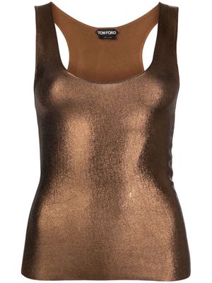 TOM FORD metallized sleeveless top - Brown