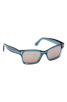 TOM FORD Mikel 54mm Square Sunglasses in Shiny Aqua /Roviex Mirror