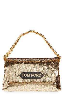 TOM FORD Mini Logo Label Sequin Clutch in Gold/Black
