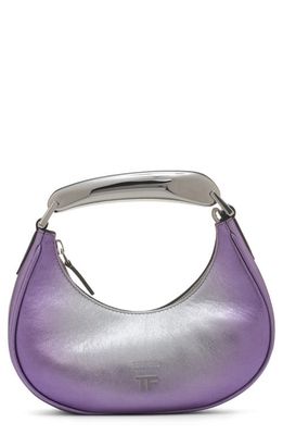 TOM FORD Mini Ombré Metallic Leather Top Handle Bag in Silver/Mauve