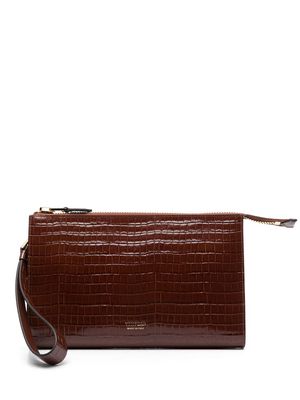 TOM FORD mock croc leather pouch bag - Brown